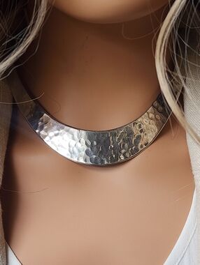 925 STERLING SILVER Necklace MEXICO SIGNED VINTAGE Textured CHUNKY